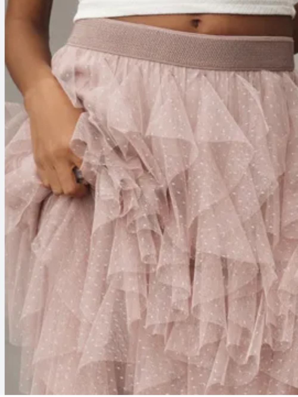 NWT Anthropologie The Cheri Ruffled Tulle Midi Skirt, S Petite - Picture 4 of 13